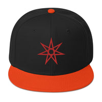Red Elven Star Witchcraft Symbol Embroidered Flat Bill Cap embroidered snapback hat, product image 9