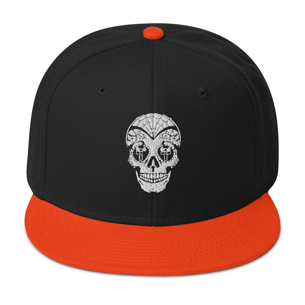 Dia De Los Muertos Day of the Dead Sugar Skull Flat Bill Cap Snapback Hat