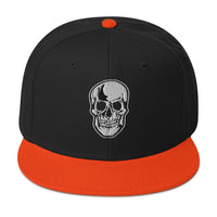 Death Skull Embroidered Horror Style Flat Bill Cap embroidered snapback hat, product image 10