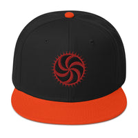 Red Deadly Swirl Spike Symbol Embroidered Flat Bill Cap embroidered snapback hat, product image 9