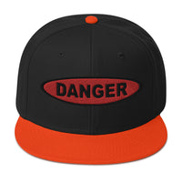Red Danger Warning Sign Embroidered Flat Bill Cap embroidered snapback hat, product image 9