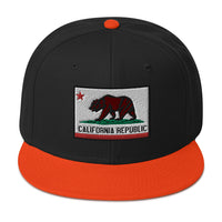 California U.S. State Flag Embroidered Flat Bill Cap embroidered snapback hat, product image 10
