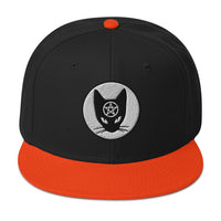 Black Cat Wiccan Pentagram Embroidered Flat Bill Cap embroidered snapback hat, product image 10