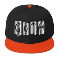 Black and White Vertical Stripe Goth Embroidered Flat Bill Cap embroidered snapback hat, product image 10