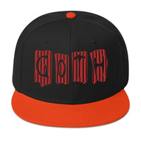Black and Red Vertical Stripe Goth Embroidered Flat Bill Cap embroidered snapback hat, product image 9