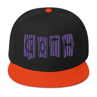 Black and Purple Vertical Stripe Goth Embroidered Flat Bill Cap embroidered snapback hat, product image 9