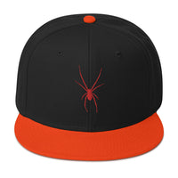 Red Arachnid Creepy Black Widow Spider Embroidered Flat Bill Cap embroidered snapback hat, product image 9