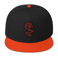 Red Ancient Chinese Dragon Embroidered Flat Bill Cap embroidered snapback hat, product image 9