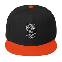 White Ancient Chinese Dragon Embroidered Flat Bill Cap embroidered snapback hat, product image 10