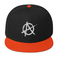 White Anarchy Sign Punk Rock Chaos Embroidered Flat Bill Cap embroidered snapback hat, product image 10