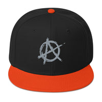 Grey Anarchy Sign Punk Rock Chaos Embroidered Flat Bill Cap embroidered snapback hat, product image 10