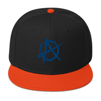 Blue Anarchy Sign Punk Rock Chaos Embroidered Flat Bill Cap embroidered snapback hat, product image 10