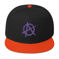 Purple Anarchy Sign Punk Rock Chaos Embroidered Flat Bill Cap embroidered snapback hat, product image 9