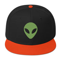 Alien Face Little Green Men Embroidered Flat Bill Cap embroidered snapback hat, product image 10