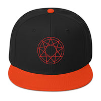 Red 9 Point Star Pentagram Occult Symbol Embroidered Flat Bill Cap embroidered snapback hat, product image 9