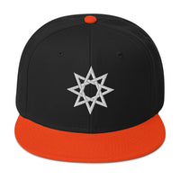 White 8 Point Star Octagram Anu God Embroidered Flat Bill Cap embroidered snapback hat, product image 10
