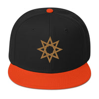 Gold 8 Point Star Octagram Anu God Embroidered Flat Bill Cap embroidered snapback hat, product image 9