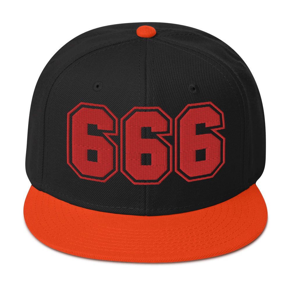 Red 666 The Number of the Beast Evil Embroidered Flat Bill Cap Snapback Hat
