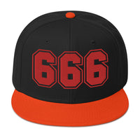 Red 666 The Number of the Beast Evil Embroidered Flat Bill Cap embroidered snapback hat, product image 9
