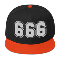 White 666 The Number of the Beast Evil Embroidered Flat Bill Cap embroidered snapback hat, product image 10