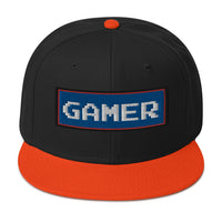 80's Retro Style 8 Bit Gamer Embroidered Flat Bill Cap embroidered snapback hat, product image 10