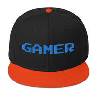 8 Bit Gamer Embroidered Flat Bill Cap embroidered snapback hat, product image 10