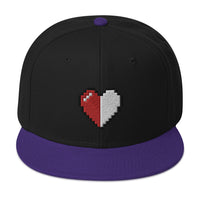 Retro 8 Bit Video Game Pixelated Half Life Heart Embroidered Flat Bill Cap embroidered snapback hat, product image 6