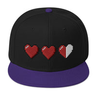 3 Heart Meter Retro 8 Bit Video Game Pixelated Embroidered Flat Bill Cap embroidered snapback hat, product image 6