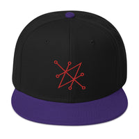 Red Sigil of Fallen Angel Azazel Occult Symbol Embroidered Flat Bill Cap embroidered snapback hat, product image 5