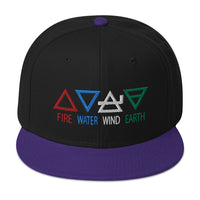 Four Elements of Matter: Fire, Water, Wind, Earth Embroidered Flat Bill Cap embroidered snapback hat, product image 5