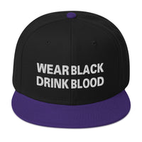 Wear Black Drink Blood Embroidered Flat Bill Cap embroidered snapback hat, product image 5