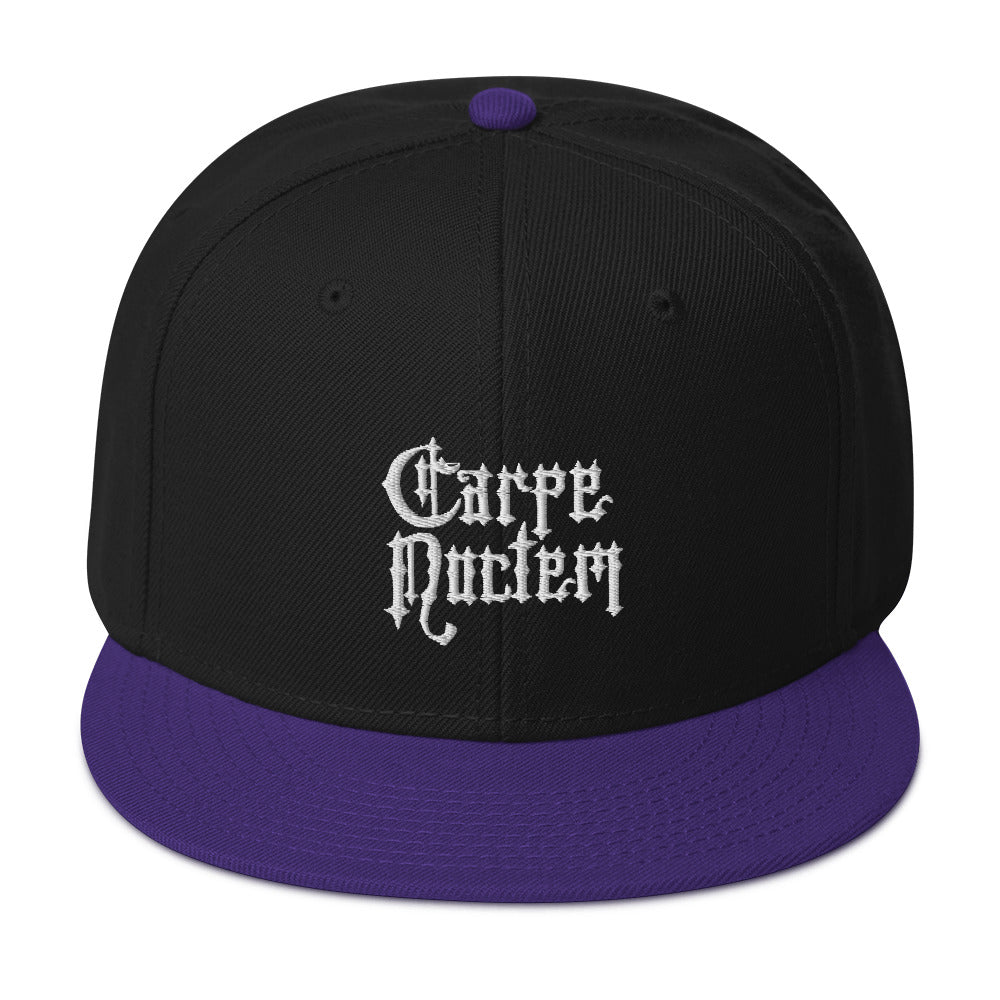 Carpe Noctem Seize The Night Vampire Embroidered Flat Bill Cap Snapback Hat