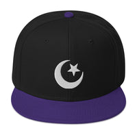 Star and Crescent Moon Ancient Symbol Embroidered Flat Bill Cap embroidered snapback hat, product image 5