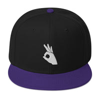 Okay Sign Hand Gesture Symbol Embroidered Flat Bill Cap embroidered snapback hat, product image 5