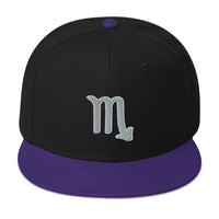 Zodiac Sign Scorpio Embroidered Flat Bill Cap embroidered snapback hat, product image 5