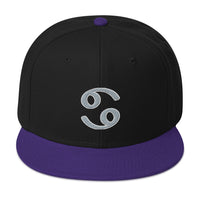 Zodiac Sign Cancer Embroidered Flat Bill Cap embroidered snapback hat, product image 4