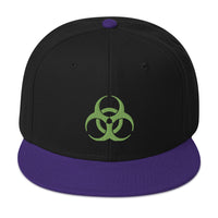 Green Bio Hazard Symbol Warning Sign Embroidered Flat Bill Cap embroidered snapback hat, product image 6