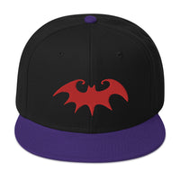 Whimsical Halloween Vampire Bat Embroidered Flat Bill Cap embroidered snapback hat, product image 6
