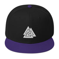 Viking Valknut Triangles of Power and Glory Embroidered Flat Bill Cap embroidered snapback hat, product image 6