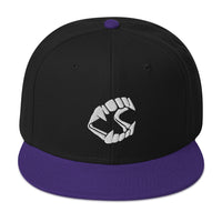 White Vampire Novelty Halloween Fangs Embroidered Flat Bill Cap embroidered snapback hat, product image 6