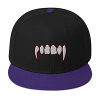 Bloody Dracula Vampire Fangs Embroidered Flat Bill Cap embroidered snapback hat, product image 6