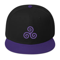 Purple Triskelion or Triskeles Spiral Embroidered Flat Bill Cap embroidered snapback hat, product image 1