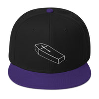 White Toe Pincher Coffin with Cross Embroidered Flat Bill Cap embroidered snapback hat, product image 6