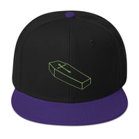 Green Toe Pincher Coffin with Cross Embroidered Flat Bill Cap embroidered snapback hat, product image 5