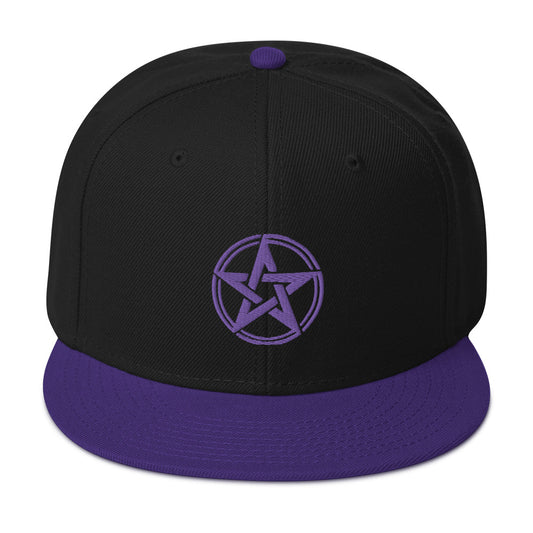 Purple Witching Hour Woven Pentagram Embroidered Flat Bill Cap embroidered snapback hat, product image 1