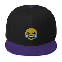 Tears of Joy Emoji Crying Emoticon Embroidered Flat Bill Cap embroidered snapback hat, product image 6
