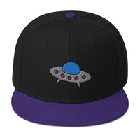 Space Alien Ship UFO Flying Saucer Embroidered Flat Bill Cap embroidered snapback hat, product image 5