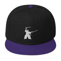 Samurai Two Sword Technique Embroidered Flat Bill Cap embroidered snapback hat, product image 6