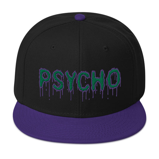 Psychobilly Horror Psycho Embroidered Flat Bill Cap embroidered snapback hat, product image 1