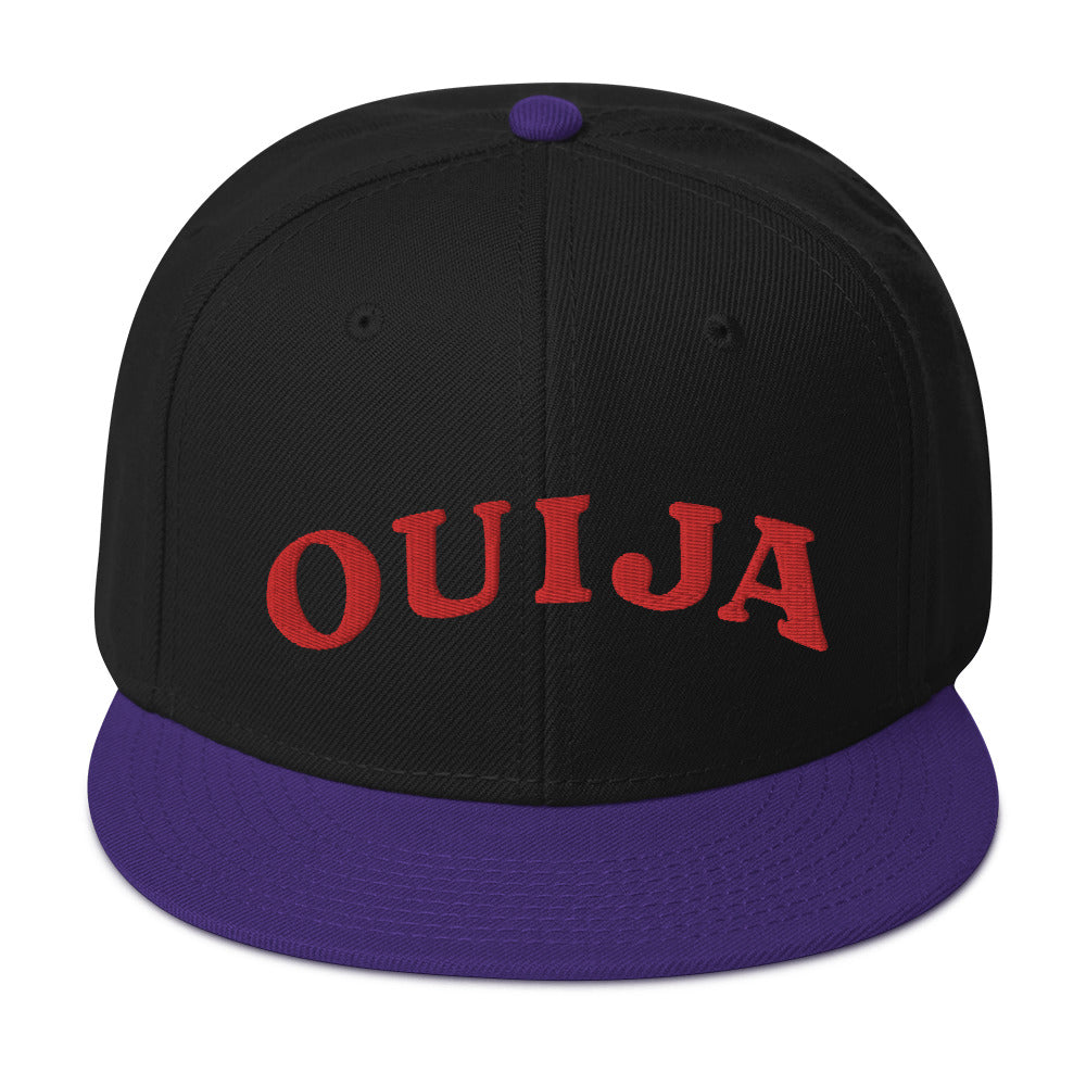 Red Ouija Spirit Board Words Embroidered Flat Bill Cap Snapback Hat